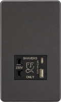 Knightsbridge MLA Screwless SF8909SB Shaver socket with dual USB A+C (5V DC 2.4A shared) - smoked bronze