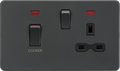 Knightsbridge MLA Screwless SFR83MNAT 45A DP switch and 13A switched socket with neons - anthracite