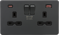 Knightsbridge MLA Screwless SFR9945AT 13A 2G DP Switched Socket with Dual USB A+C {45W FASTCHARGE] - Anthracite