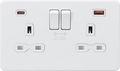 Knightsbridge MLA Screwless SFR9945MW 13A 2G DP Switched Socket with Dual USB A+C [45W FASTCHARGE] - Matt White