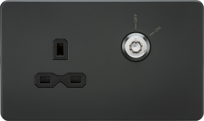 Knightsbridge MLA Screwless SFR9LOCKAT 13A 1G DP Lockable socket - Anthracite with black insert