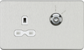 Knightsbridge MLA Screwless SFR9LOCKBCW 13A 1G DP Lockable socket - Brushed Chrome with white insert