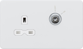 Knightsbridge MLA Screwless SFR9LOCKMW 13A 1G DP Lockable socket - Matt White with white insert