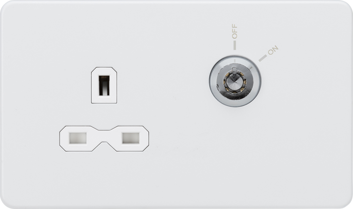 Knightsbridge MLA Screwless SFR9LOCKMW 13A 1G DP Lockable socket - Matt White with white insert