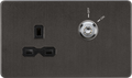 Knightsbridge MLA Screwless SFR9LOCKSB 13A 1G DP Lockable socket - Smoked Bronze with black insert