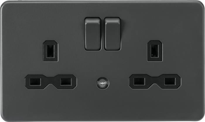 Knightsbridge MLA Screwless SFR9NLAT 13A 2G DP switched socket with night light function - Anthracite