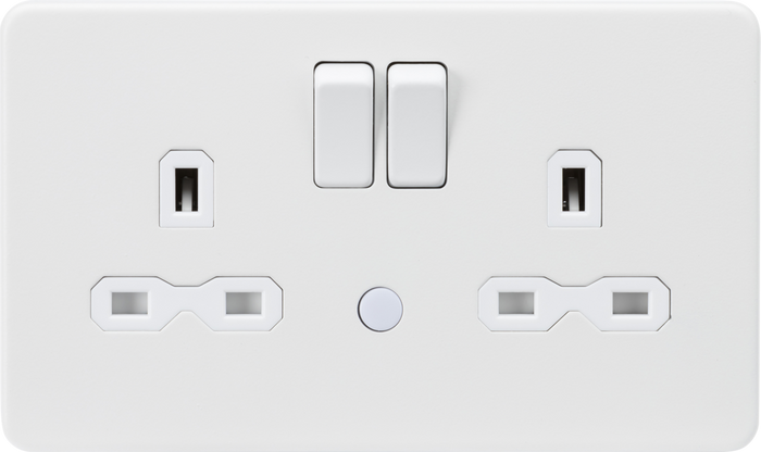 Knightsbridge MLA Screwless SFR9NLMW 13A 2G DP switched socket with night light function - Matt white