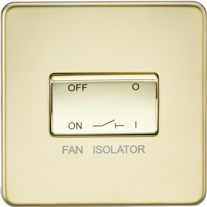 Knightsbridge MLA SF1100PB Screwless 10AX 3 Pole Fan Isolator Switch - Polished Brass
