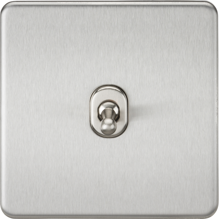 Knightsbridge MLA SF1TOGBC Screwless 10AX 1G 2-Way Toggle Switch - Brushed Chrome