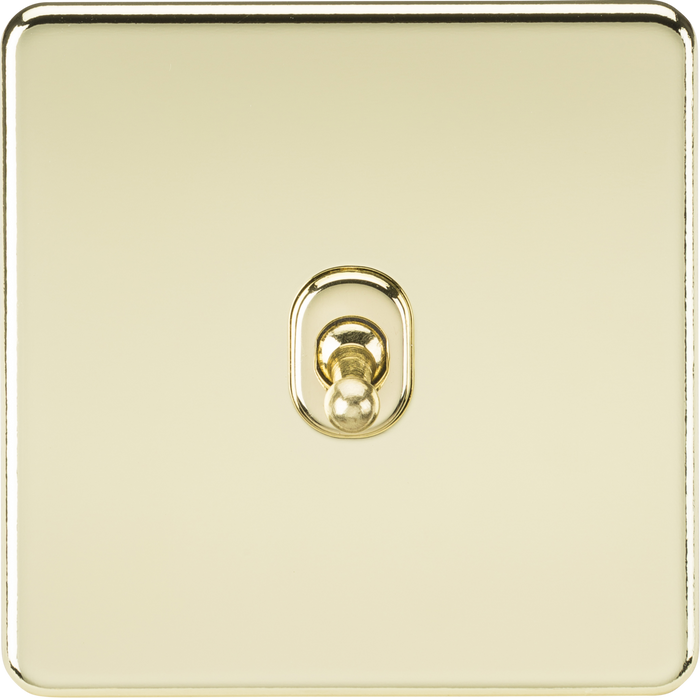 Knightsbridge MLA SF1TOGPB Screwless 10AX 1G 2-Way Toggle Switch - Polished Brass