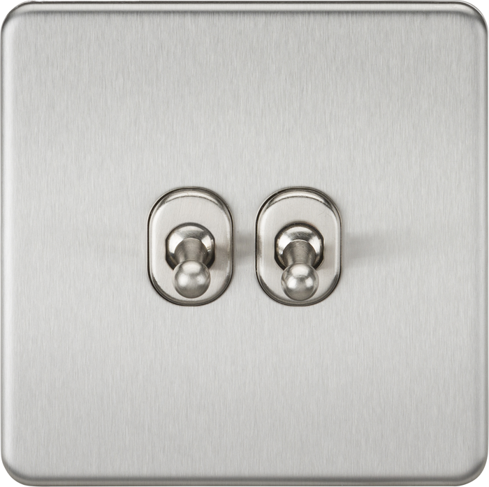 Knightsbridge MLA SF2TOGBC Screwless 10AX 2G 2-Way Toggle Switch - Brushed Chrome