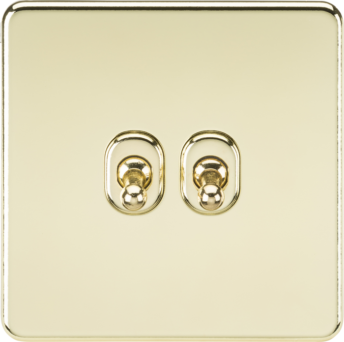 Knightsbridge MLA SF2TOGPB Screwless 10AX 2G 2-Way Toggle Switch - Polished Brass