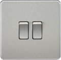 Knightsbridge MLA SF3000BC Screwless 10AX 2G 2-Way Switch - Brushed Chrome