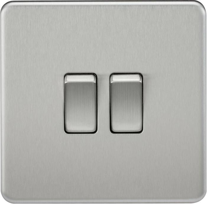 Knightsbridge MLA SF3000BC Screwless 10AX 2G 2-Way Switch - Brushed Chrome