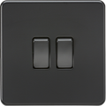 Knightsbridge MLA SF3000MBB Screwless 10AX 2G 2-Way Switch - Matt Black with black rockers