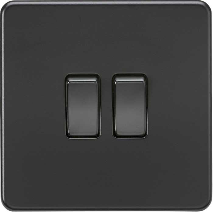 Knightsbridge MLA SF3000MBB Screwless 10AX 2G 2-Way Switch - Matt Black with black rockers