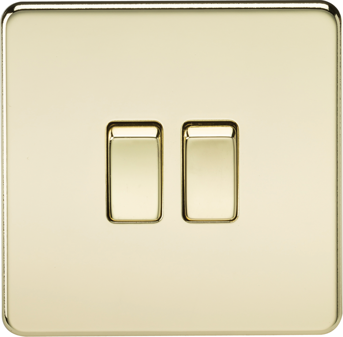 Knightsbridge MLA SF3000PB Screwless 10AX 2G 2-Way Switch - Polished Brass