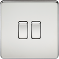 Knightsbridge MLA SF3000PC Screwless 10AX 2G 2-Way Switch - Polished Chrome