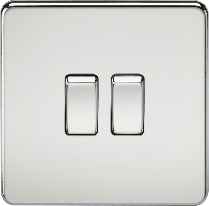 Knightsbridge MLA SF3000PC Screwless 10AX 2G 2-Way Switch - Polished Chrome