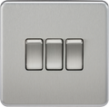 Knightsbridge MLA SF4000BC Screwless 10AX 3G 2-Way Switch - Brushed Chrome