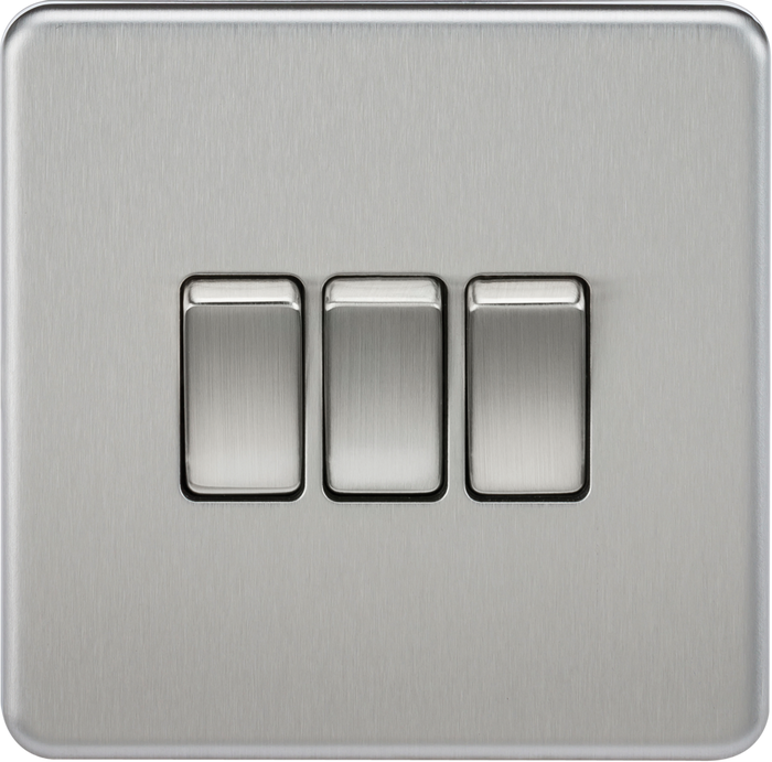 Knightsbridge MLA SF4000BC Screwless 10AX 3G 2-Way Switch - Brushed Chrome