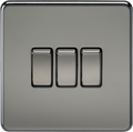 Knightsbridge MLA SF4000BN Screwless 10AX 3G 2-Way Switch - Black Nickel