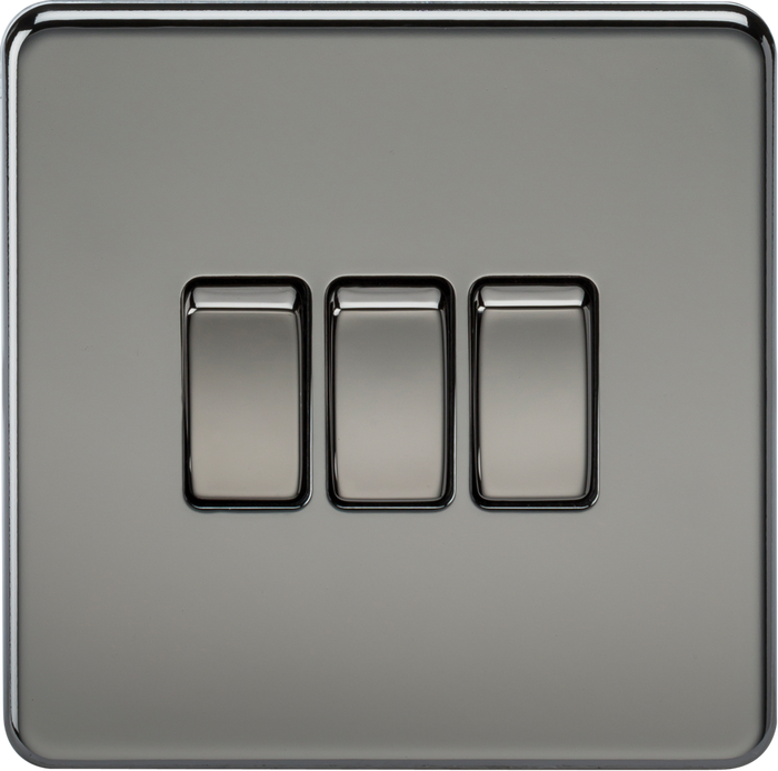 Knightsbridge MLA SF4000BN Screwless 10AX 3G 2-Way Switch - Black Nickel