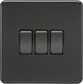 Knightsbridge MLA SF4000MBB Screwless 10AX 3G 2-Way Switch - Matt Black with black rockers