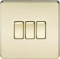 Knightsbridge MLA SF4000PB Screwless 10AX 3G 2-Way Switch - Polished Brass