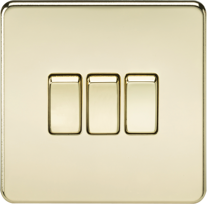 Knightsbridge MLA SF4000PB Screwless 10AX 3G 2-Way Switch - Polished Brass