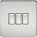 Knightsbridge MLA SF4000PC Screwless 10AX 3G 2-Way Switch - Polished Chrome