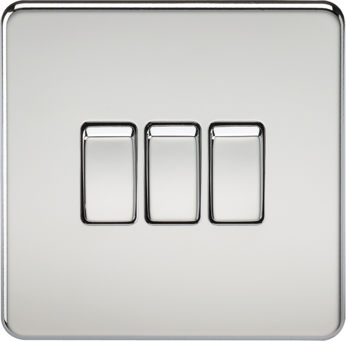 Knightsbridge MLA SF4000PC Screwless 10AX 3G 2-Way Switch - Polished Chrome