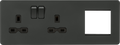 Knightsbridge MLA SFR192LAT Screwless 13A 2G DP Socket + 2G Modular Combination Plate - Anthracite