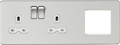 Knightsbridge MLA SFR192LBCW Screwless 13A 2G DP Socket + 2G Modular Combination Plate - Brushed Chrome