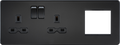 Knightsbridge MLA SFR192LMBB Screwless 13A 2G DP Socket + 2G Modular Combination Plate - Matt Black