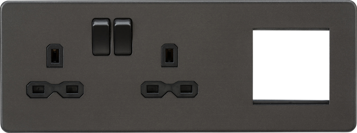 Knightsbridge MLA SFR192LSB Screwless 13A 2G DP Socket + 2G Modular Combination Plate - Smoked Bronze