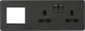 Knightsbridge MLA SFR192RAT Screwless 13A 2G DP Socket + 2G Modular Combination Plate - Anthracite