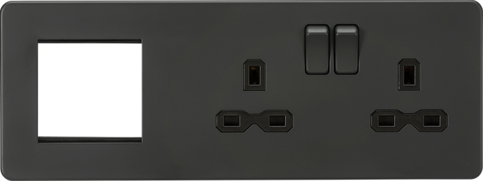 Knightsbridge MLA SFR192RAT Screwless 13A 2G DP Socket + 2G Modular Combination Plate - Anthracite