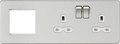 Knightsbridge MLA SFR192RBCW Screwless 13A 2G DP Socket + 2G Modular Combination Plate - Brushed Chrome