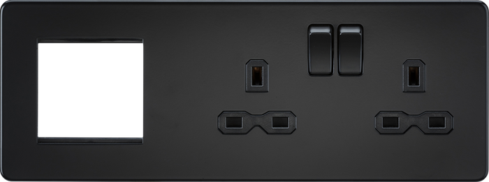 Knightsbridge MLA SFR192RMBB Screwless 13A 2G DP Socket + 2G Modular Combination Plate - Matt Black