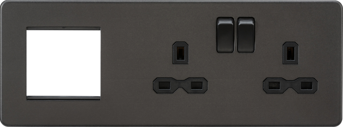 Knightsbridge MLA SFR192RSB Screwless 13A 2G DP Socket + 2G Modular Combination Plate - Smoked Bronze