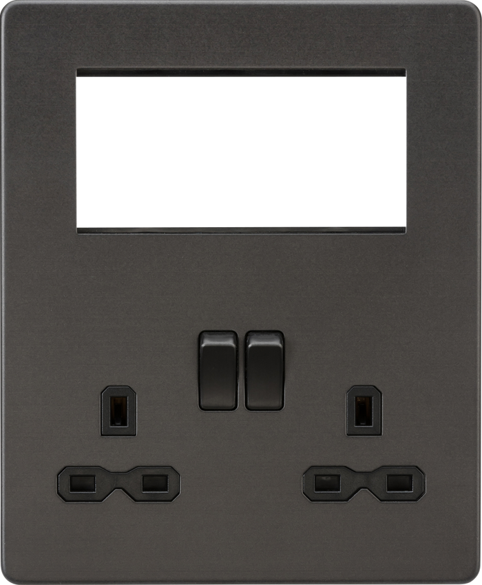 Knightsbridge MLA SFR194SB Screwless Small Multimedia Combination  Plate - Smoked Bronze