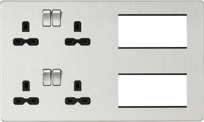 Knightsbridge MLA SFR298BC Screwless Combination Plate - Brushed Chrome with black insert