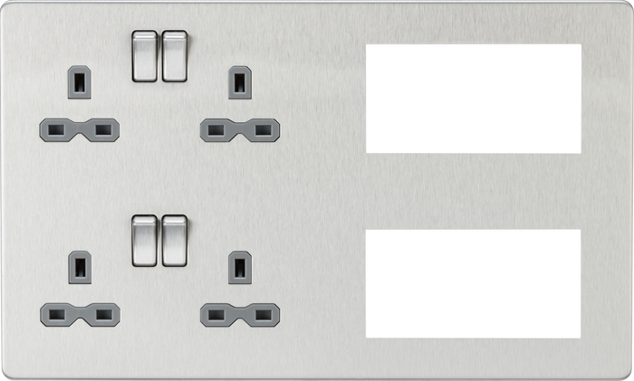 Knightsbridge MLA SFR298BCG Screwless Combination Plate - Brushed Chrome with grey insert