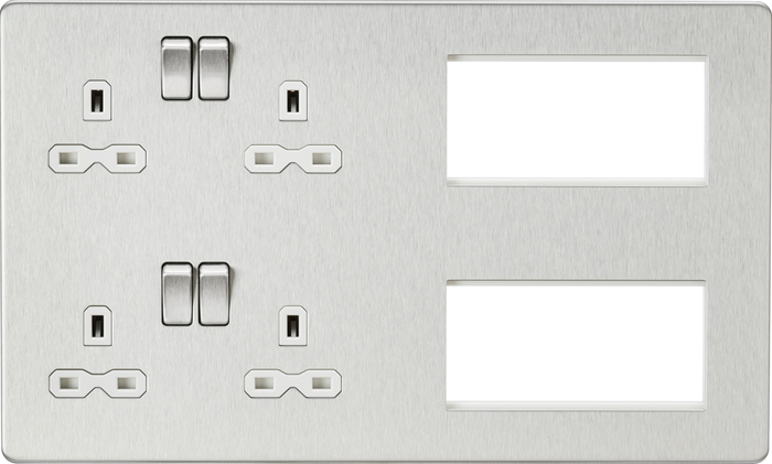 Knightsbridge MLA SFR298BCW Screwless Combination Plate - Brushed Chrome with white insert