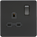 Knightsbridge MLA SFR7000MBB Screwless 13A 1G DP switched socket - Matt black with black insert