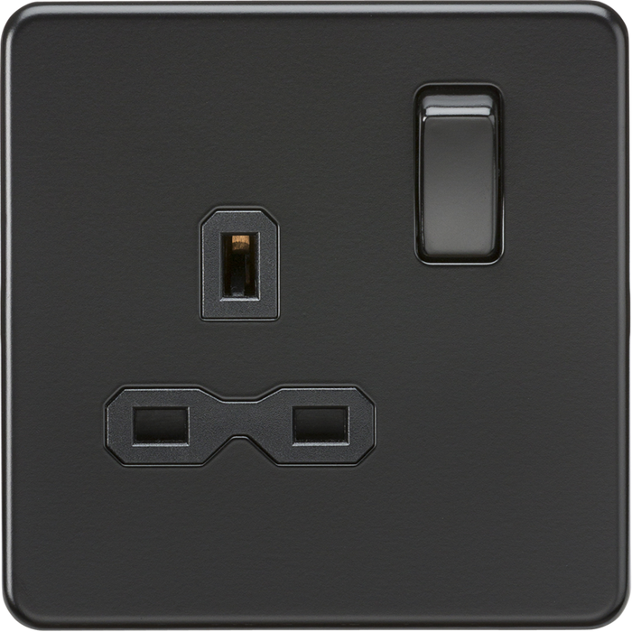Knightsbridge MLA SFR7000MBB Screwless 13A 1G DP switched socket - Matt black with black insert