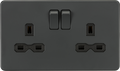 Knightsbridge MLA SFR9000AT Screwless 13A 2G DP switched socket - Anthracite