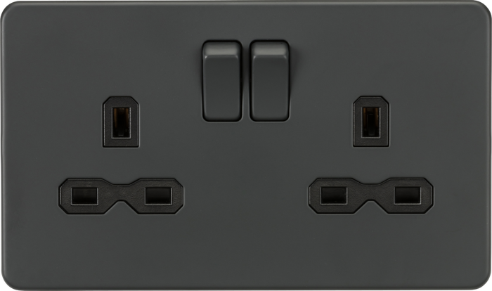 Knightsbridge MLA SFR9000AT Screwless 13A 2G DP switched socket - Anthracite