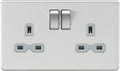 Knightsbridge MLA SFR9000BCG Screwless 13A 2G DP switched socket - Brushed chrome with grey insert